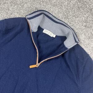 Collars and Co 1/4 Zip Sweater Mens Extra Small Merino Wool Blue (Sz Tag Small)
